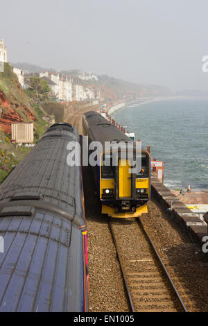 Dawlish, South Devon, ingegneria ferroviaria opere sul lungomare Foto Stock