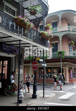 New Orleans, Louisiana: francese case coloniali nel Quartiere Francese sulla Royal Street Foto Stock
