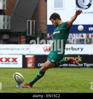 Leicester, Regno Unito. Xxv Aprile, 2015. Aviva Premiership. Leicester Tigers rispetto a Londra il gallese. Credito: Azione Sport Plus/Alamy Live News Foto Stock