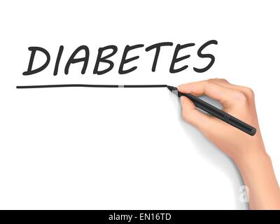 Il diabete parola scritta a mano su un pannello trasparente Illustrazione Vettoriale