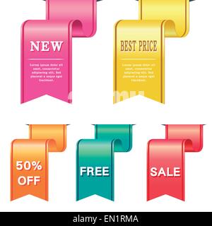 Set di etichette del vettore in diversi colori Illustrazione Vettoriale