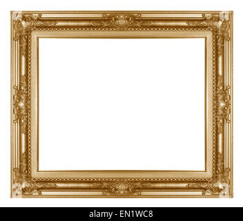 Golden picture frame isolato su sfondo astratto. Foto Stock