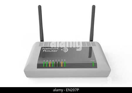 Router wireless isolati su sfondo bianco Foto Stock