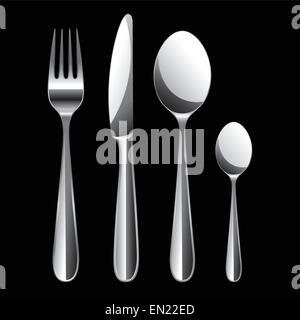 Forchetta, cucchiaio e il coltello. Set di posate. Illustrazione Vettoriale Illustrazione Vettoriale