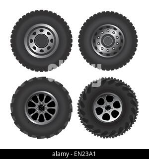 Set di dischi di carrello con pneumatici. Illustrazione Vettoriale Illustrazione Vettoriale