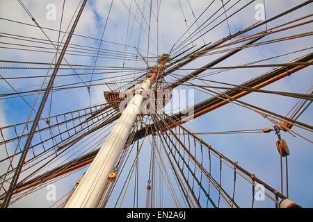 Vista verso l'alto della vecchia nave a montanti Foto Stock