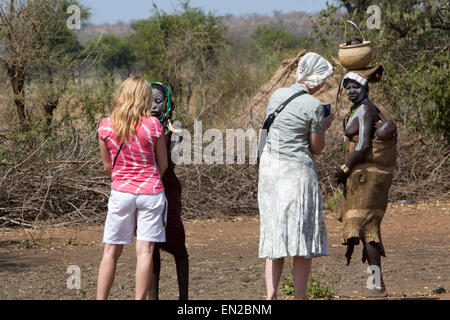 Tribù dei mursi nel sud dell Etiopia, Foto Stock