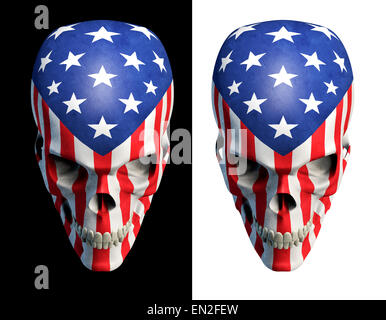 3D render del cranio decorato con bandiera degli Stati Uniti Foto Stock