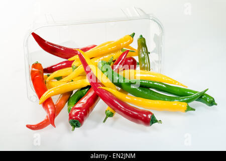 Salsiccia per pizza peperoni peperoncino avvolto la vendita di confezione in plastica problematiche igieniche inquinamento ambientale comodo da maneggiare, costi- Foto Stock