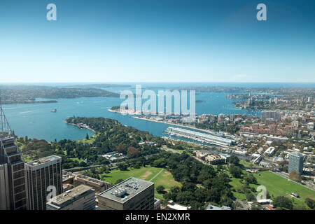 Vista su Sydney dall'Occhio di Sydney, guardando verso Woolloomooloo, Australia Foto Stock