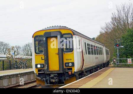 Abellio maggiore Anglia Classe 156 Super Sprinter diesel multiple-treno di unità (DMU) a North Walsham sulla linea di ramificazione a Cromer. Foto Stock