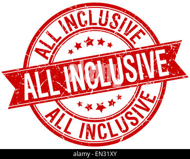 All inclusive grunge retrò isolato rosso timbro a nastro Foto Stock