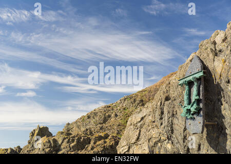 La MV Princess Victoria Memorial a Portpatrick, in Dumfries and Galloway, Scozia. Foto Stock