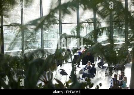 Londra, Regno Unito. 1 Mar, 2015. Sky Garden.Sky Garden a 20 Fenchurch Street grattacielo occupa tre piani e offre vedute ininterrotte della città di Londra. Servite da due ascensori express, i visitatori che arrivano a un bel giardino panoramico con un'area di visione, terrazza, caffetteria, bar e ristorante. Sky Garden è un vero e proprio spazio unico ed è stato progettato per creare un dialogo aperto e vivace luogo di svago, offrendo ai visitatori una rara opportunità di vivere Londra da un punto di vista diverso, Londra, UK © Veronika Lukasova/ZUMA filo/Alamy Live News Foto Stock