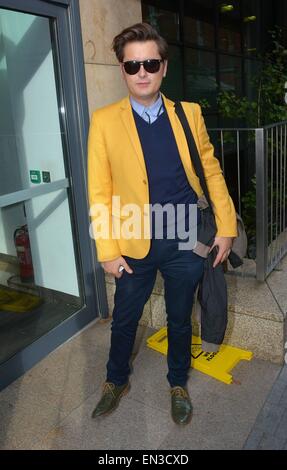 Brian Dowling ad oggi della FM Ray Darcy show per promuovere la sua nuova TV3 presentano: Brian Dowling dove: Dublino, Irlanda quando: 23 Ott 2014 Foto Stock