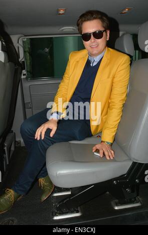 Brian Dowling ad oggi della FM Ray Darcy show per promuovere la sua nuova TV3 presentano: Brian Dowling dove: Dublino, Irlanda quando: 23 Ott 2014 Foto Stock