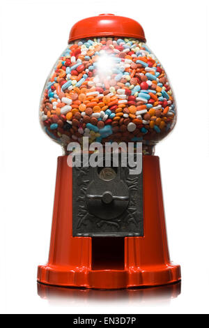 Gumball macchina piena di pillole Foto Stock