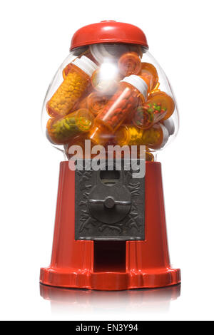 Gumball macchina piena di pillole Foto Stock