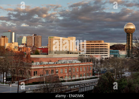 Skyline della città di Knoxville, Tennessee. Foto Stock