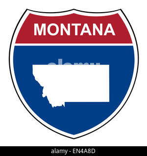 Montana American Interstate Highway road scudo isolato su uno sfondo bianco. Foto Stock