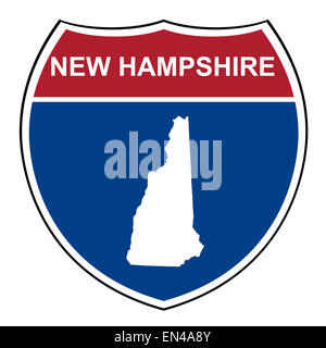 New Hampshire American Interstate Highway road scudo isolato su uno sfondo bianco. Foto Stock