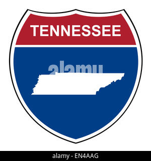 Americano del Tennessee Interstate Highway road scudo isolato su uno sfondo bianco. Foto Stock
