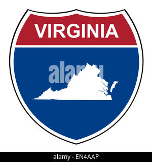 Virginia American Interstate Highway road scudo isolato su uno sfondo bianco. Foto Stock