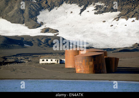 Abbandonata la stazione baleniera Isola Deception sud le isole Shetland Antartide Foto Stock