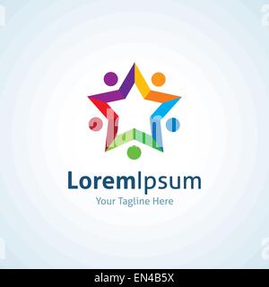 Forma a stella di partenariato vettore di collegamento icona logo Illustrazione Vettoriale