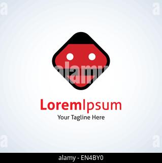 La nuova tecnologia età robot androide red vettore icona logo Illustrazione Vettoriale