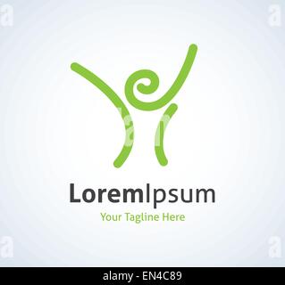 Green sorriso felicità uomo jumping vettore icona logo Illustrazione Vettoriale