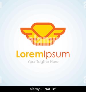 Golden Angel Wings global symbol concetto elementi logo icona Illustrazione Vettoriale