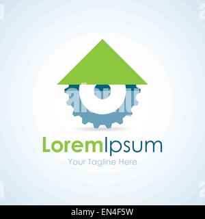 Avanzamento dei lavori per il successo freccia verde aziendale semplice logo icona Illustrazione Vettoriale