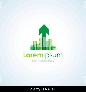 Freccia verde progressi fino semplice business logo icona Illustrazione Vettoriale