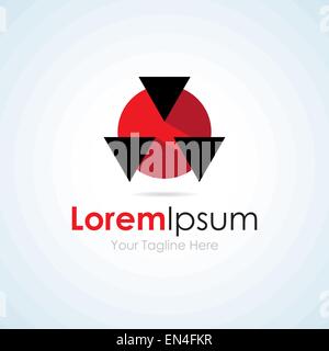 Tech rosso e nero semplice centro business logo icona Illustrazione Vettoriale
