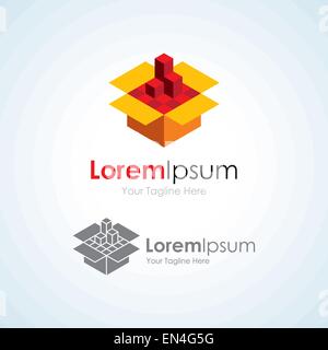 Materiale di costruzione in un box rosso semplice business logo icona Illustrazione Vettoriale