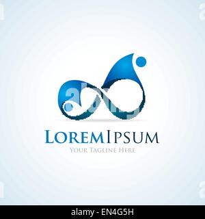 Persone anime collegati in simbolo di infinito semplice business logo icona Illustrazione Vettoriale