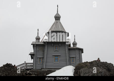 Chiesa della Trinità, sull'isola King George vicino russo stazione Bellingshausen, Antartide Foto Stock