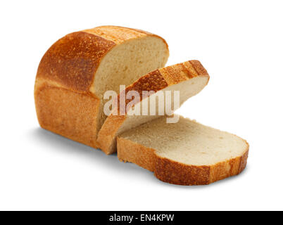 Pane a fette di pane di frumento, isolati su sfondo bianco. Foto Stock