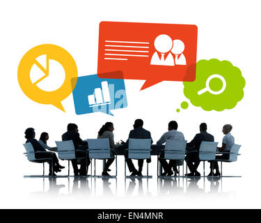 Sagome di Business persone per discutere le questioni aziendali Foto Stock