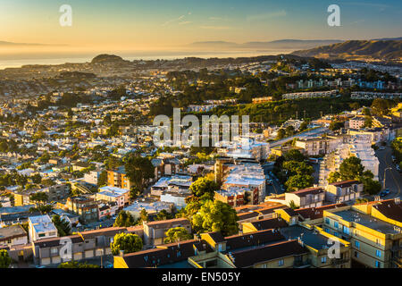 Vista la mattina da Twin Peaks, a San Francisco, California. Foto Stock