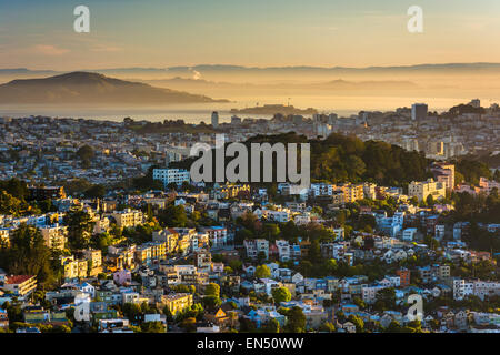 Vista la mattina da Twin Peaks, a San Francisco, California. Foto Stock