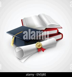 Oggetti per la cerimonia di laurea. Illustrazione vettoriale EPS 10 Illustrazione Vettoriale