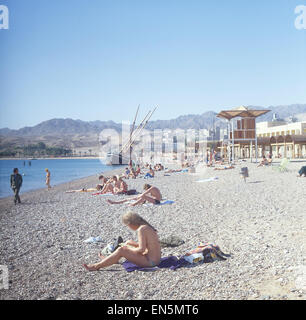 Israele, Eilat, am Strand von Eilat Foto Stock
