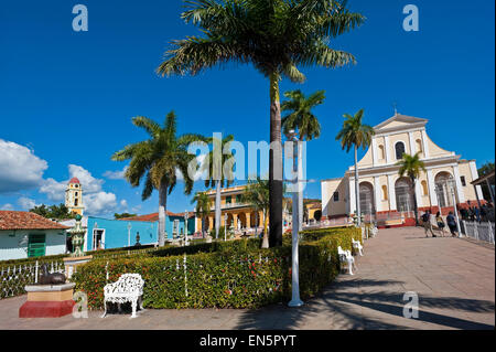 Vista orizzontale della Plaza Mayor in Trinidad, Cuba. Foto Stock