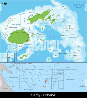 Mappa di Fiji Foto Stock