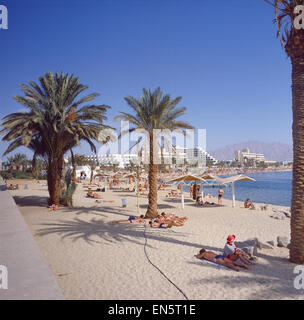 Israele, Eilat, Der Strand von Eilat Foto Stock