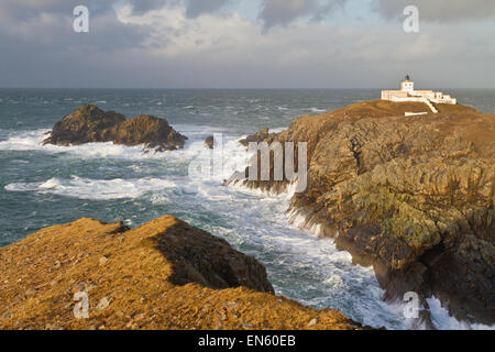 Strathy Point lighthouse, Sutherland, a nord della Scozia Foto Stock