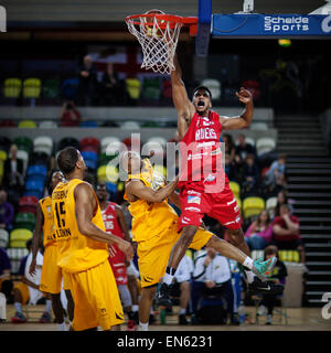 London Lions Vs Leicester piloti di gioco nel British Campionato di basket Foto Stock