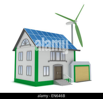Eco Casa isolato 3D concetto. Il mio design. Foto Stock